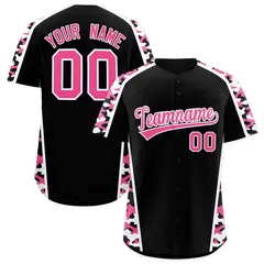 Black Pink Side Camo Baseball Jersey 1