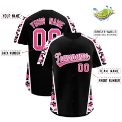 Black Pink Side Camo Baseball Jersey 2