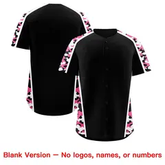 Black Pink Side Camo Baseball Jersey 7