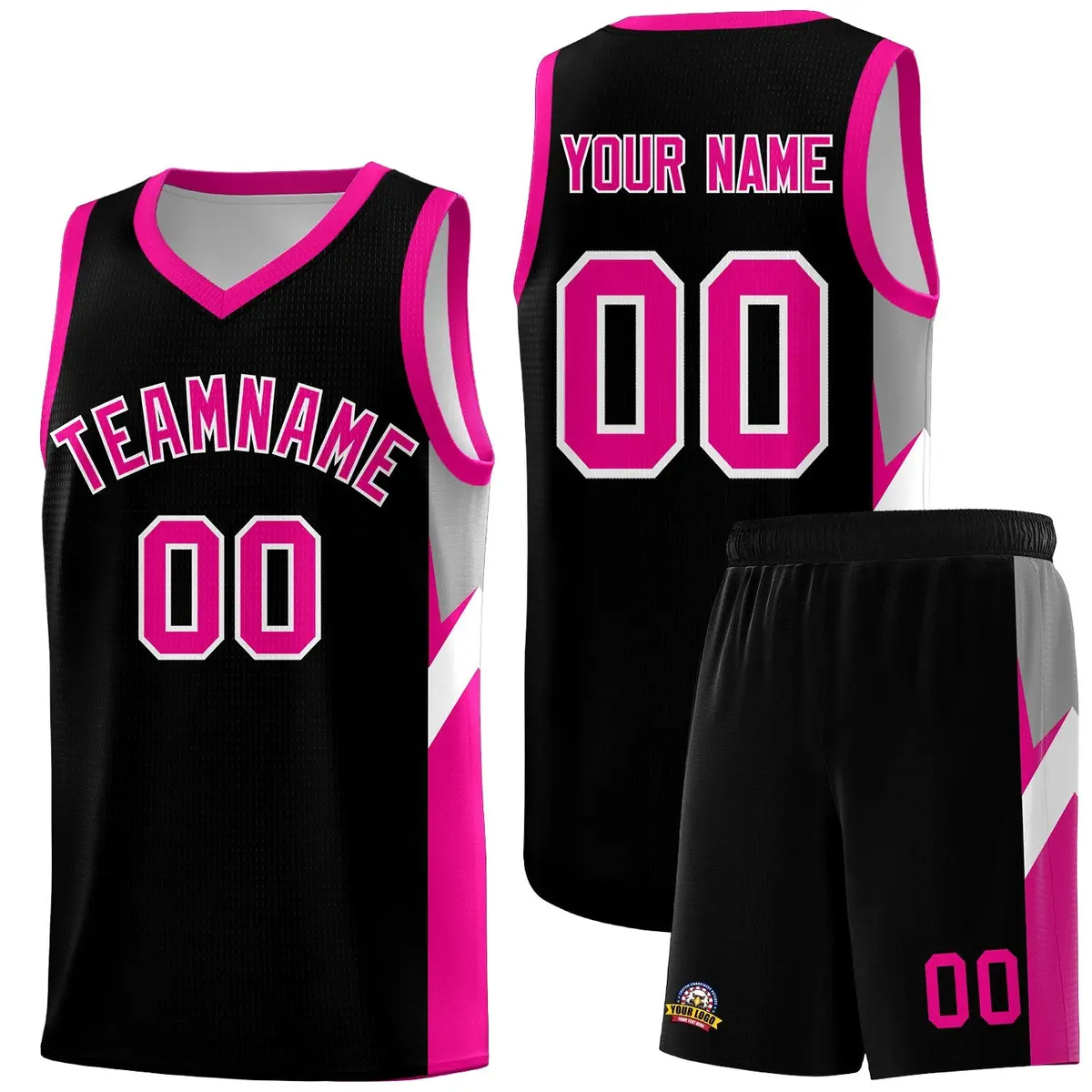 Black Pink Side Design Basketball Jersey Sports Uniform