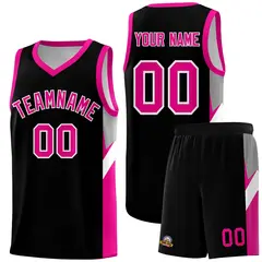 Black Pink Side Design Basketball Jersey Sports Uniform