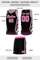 Black Pink Side Slash Diamond Pattern Basketball Jersey 2