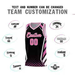 Black Pink Side Slash Diamond Pattern Basketball Jersey 3