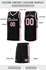 Black Pink Side Stripe Basketball Jersey 2