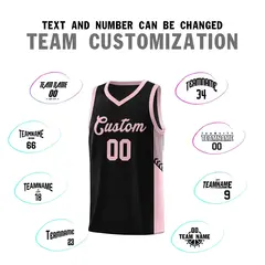 Black Pink Side Stripe Basketball Jersey 4