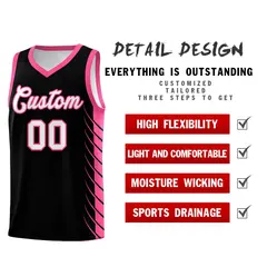 Black Pink Side Symmetrical Line Pattern Basketball Jersey 2