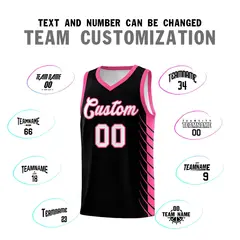 Black Pink Side Symmetrical Line Pattern Basketball Jersey 4