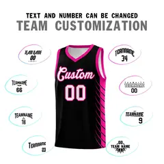 Black Pink Side Symmetrical Line Pattern Basketball Jersey 4