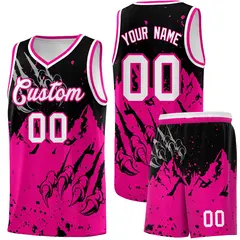 Black Pink Snow Mountain Beast Pattern Basketball Jersey