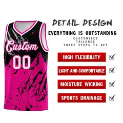Black Pink Snow Mountain Beast Pattern Basketball Jersey 2