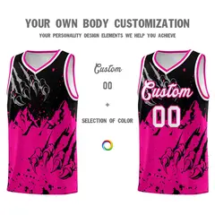 Black Pink Snow Mountain Beast Pattern Basketball Jersey 3