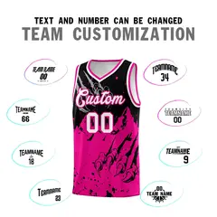 Black Pink Snow Mountain Beast Pattern Basketball Jersey 4