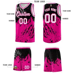 Black Pink Snow Mountain Beast Pattern Basketball Jersey 5