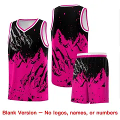 Black Pink Snow Mountain Beast Pattern Basketball Jersey 7