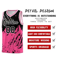 Black Pink Snow Mountain Beast Pattern Basketball Jersey 2