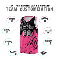 Black Pink Snow Mountain Beast Pattern Basketball Jersey 4