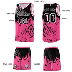 Black Pink Snow Mountain Beast Pattern Basketball Jersey 5
