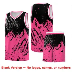 Black Pink Snow Mountain Beast Pattern Basketball Jersey 7