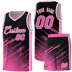 Black Pink Splash Basketball Uniforms for Practice 1