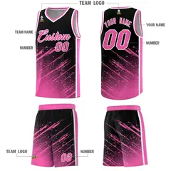 Black Pink Splash Basketball Uniforms for Practice 5