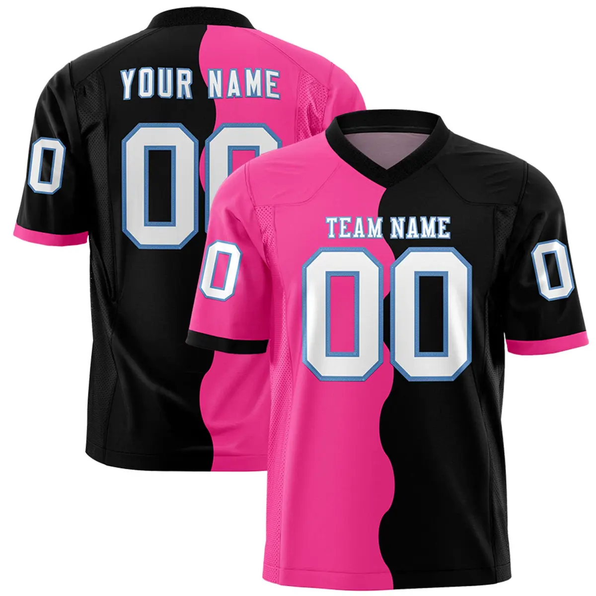 Black Pink Split Mesh Authentic Football Jersey