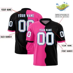 Black Pink Split Mesh Authentic Football Jersey 2