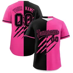 Black Pink Split Tiger Claw Scratch Baseball Jersey 1