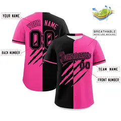 Black Pink Split Tiger Claw Scratch Baseball Jersey 2