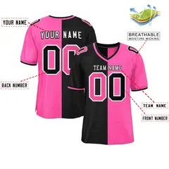 Black Pink Split Two Tone Authentic Football Jersey 2