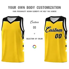 Black Pink Star Color Block Two Tone Side Basketball Jersey 3
