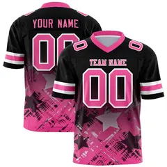 Black Pink Star Gradient Flag Football Jersey
