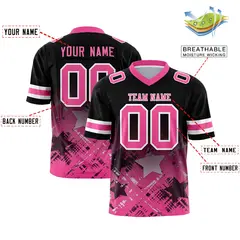 Black Pink Star Gradient Flag Football Jersey 2