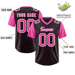 Black Pink Star Pattern Raglan Football Jersey 2