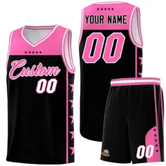 Black Pink Star Pattern Sports Uniform Basketball Jersey