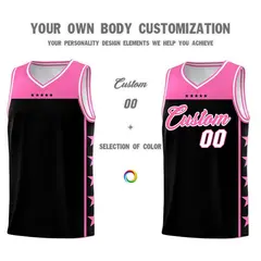 Black Pink Star Pattern Sports Uniform Basketball Jersey 3
