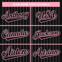 Black Pink Stripe Full Button Authentic Baseball Jersey 3