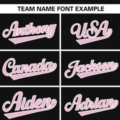 Black Pink Stripe Raglan Authentic Baseball Jersey 3