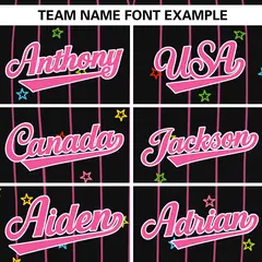 Black Pink Stripe Star Pattern Authentic Baseball Jersey 3