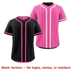 Black Pink Striped Reversible Baseball Jersey 9