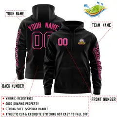 Black Pink Varsity Full-Zip Letterman Classic Jacket Hoodie 4