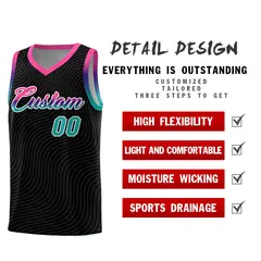 Black Pink Wave Pattern Sports Uniform Basketball Jersey 2