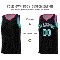Black Pink Wave Pattern Sports Uniform Basketball Jersey 3