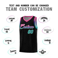 Black Pink Wave Pattern Sports Uniform Basketball Jersey 4