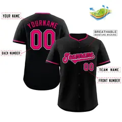 Black Pink-White Authentic Classic Baseball Jersey 2