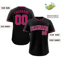 Black Pink-White Authentic Classic Baseball Jersey 2