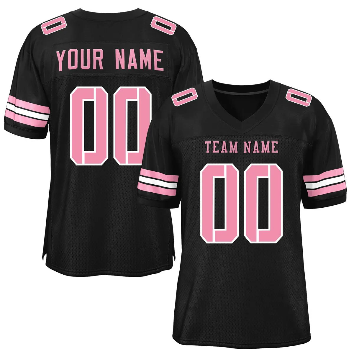 Black Pink-White Classic Mesh Authentic Football Jersey