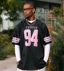 Black Pink-White Classic Mesh Authentic Football Jersey 2