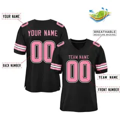Black Pink-White Classic Mesh Authentic Football Jersey 2