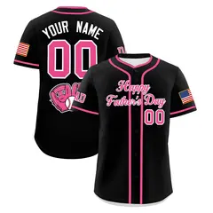 Black Pink White Father's Day Classic Baseball Jersey 1