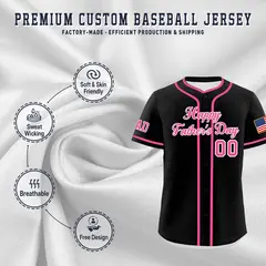 Black Pink White Father's Day Classic Baseball Jersey 3